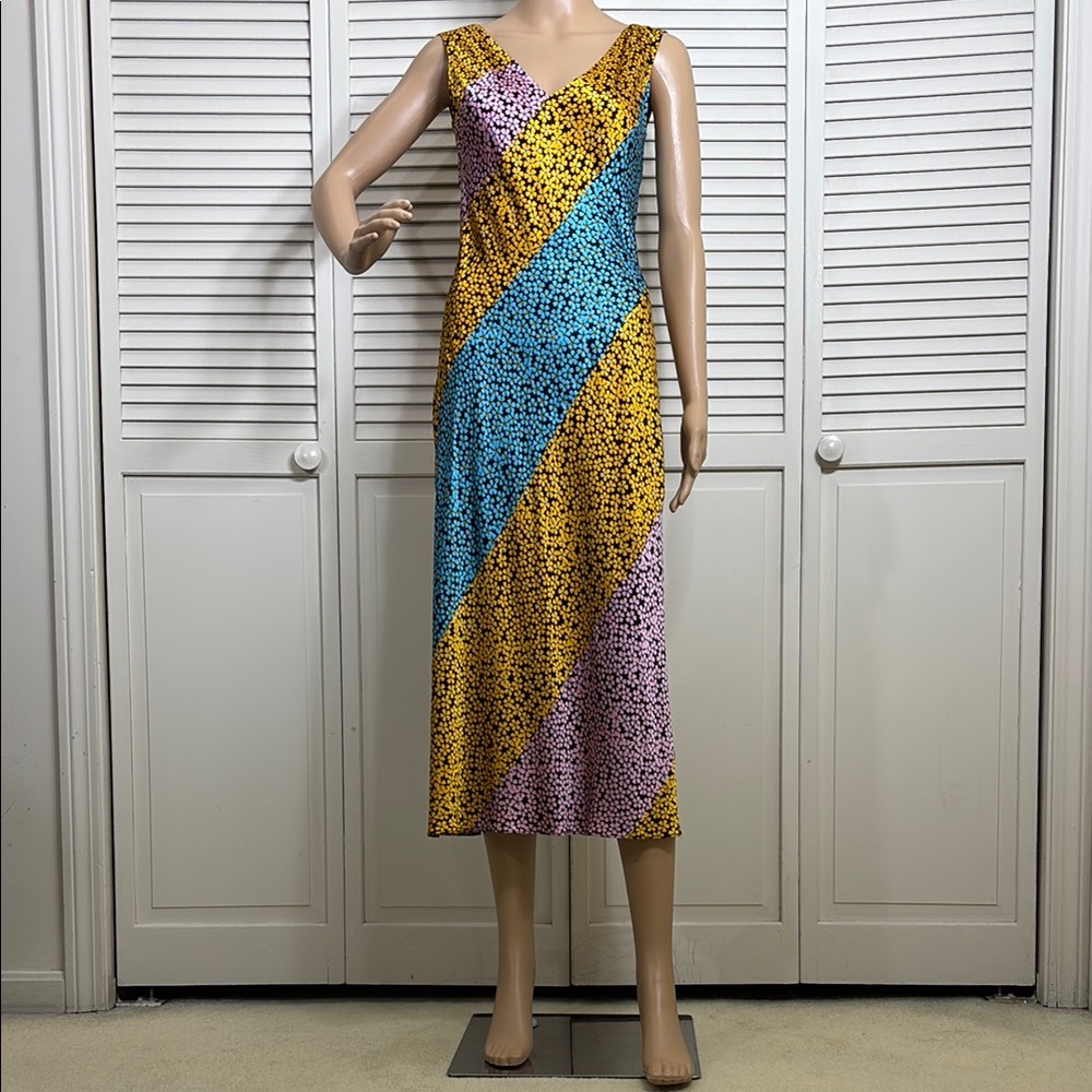 Diane Von Furstenberg Multicolor Silk Floral Midi Dress Size 4 - Picture 2 of 13